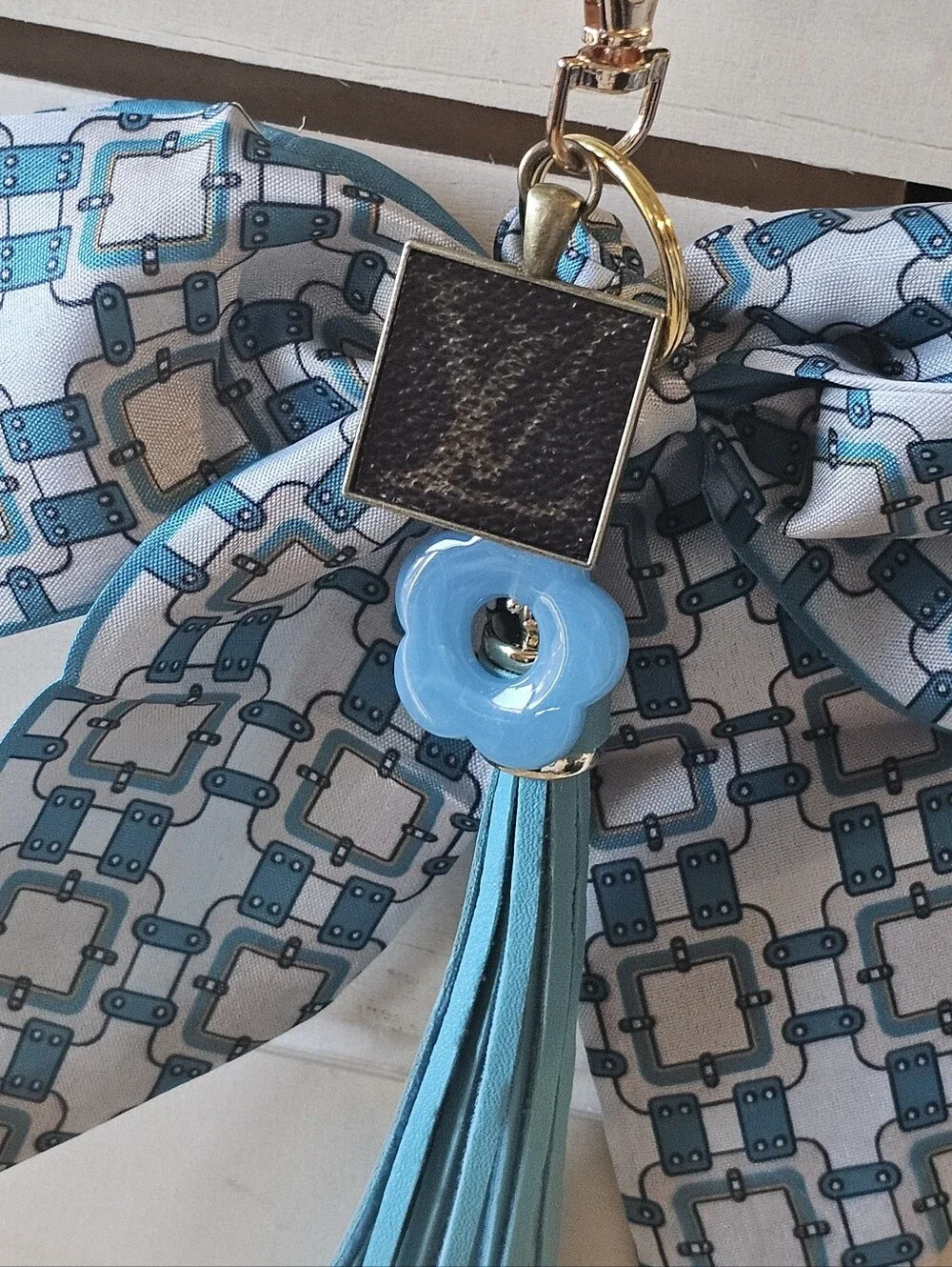 Louis Vuitton Piece in Pendant on Keychain w/Twilly & Charms